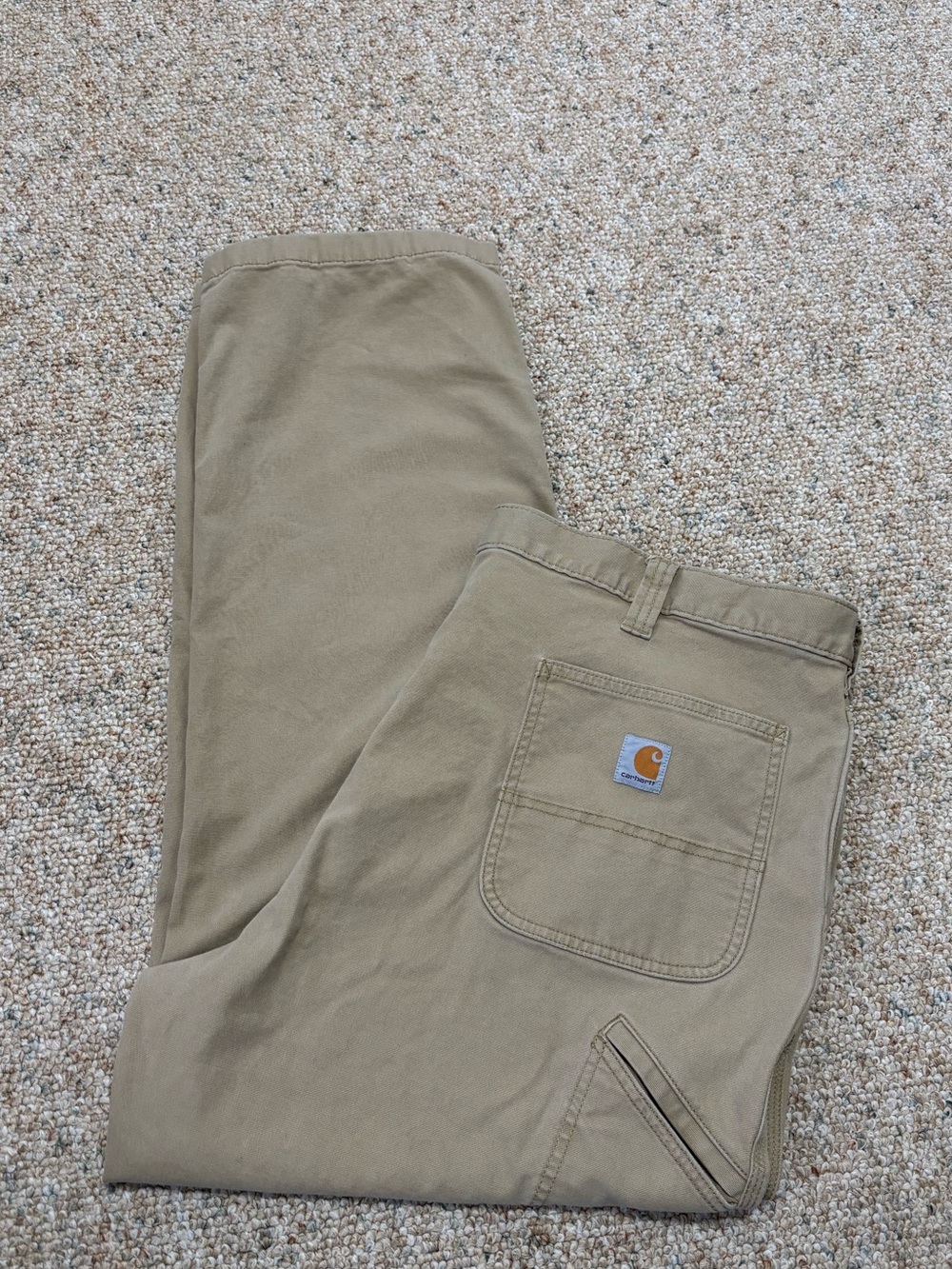 Carhartt Pants Mens 44x32 Khaki Rugged Flex Relaxed Fit Canvas Work BN2291-M